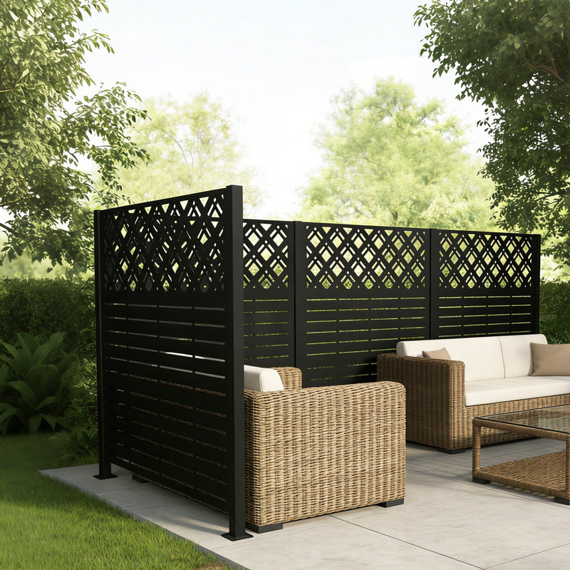 W48'' x H47.3'' x 2 Panels Metal Privacy Screen by HouseOfZazla