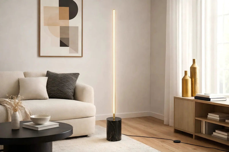 Prism - LED Floor Lamp With On / Off Switch Base - Gold / Marble by HouseOfZazla