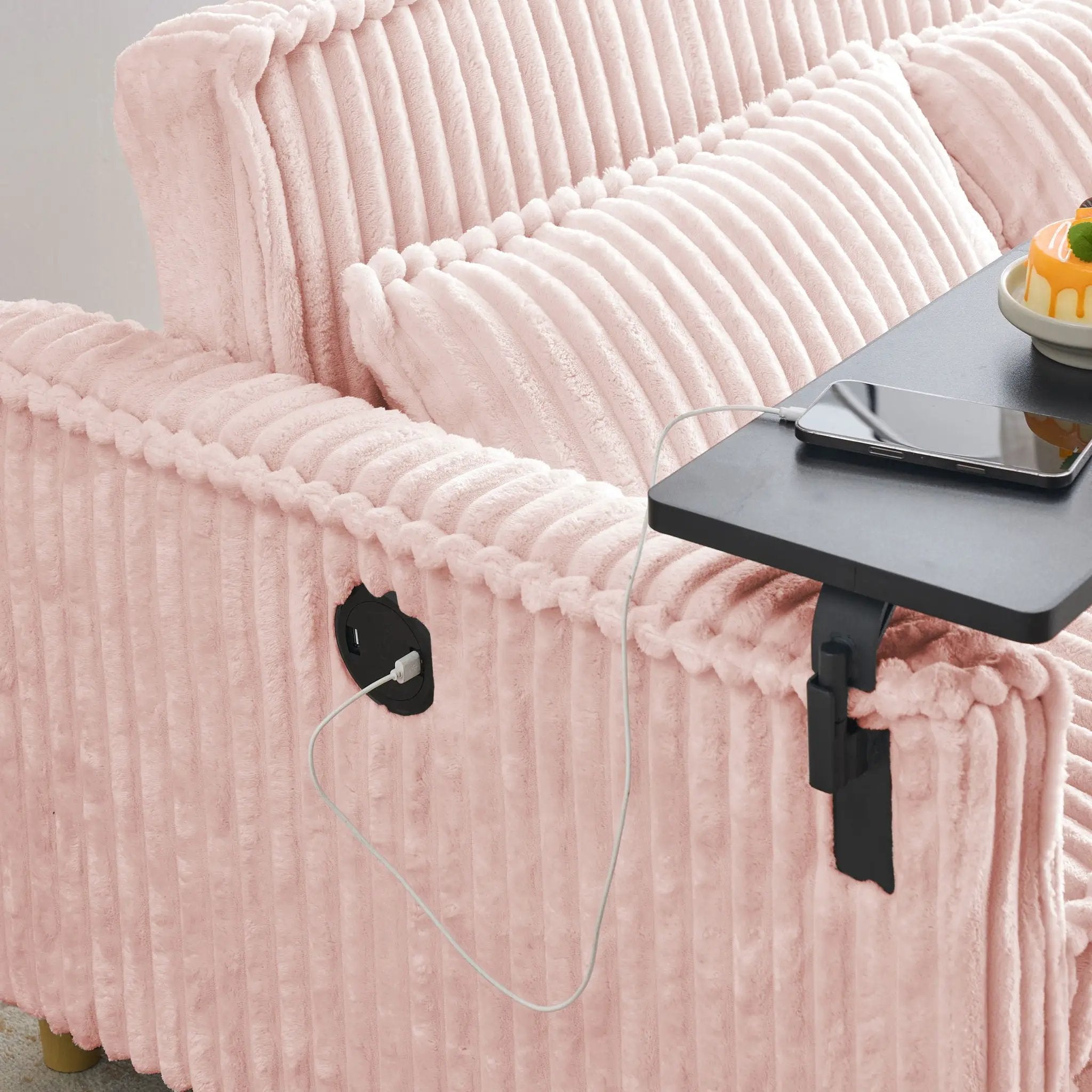 Pull Out Sofa With Movable Tabletop And USB Ports by HouseOfZazla