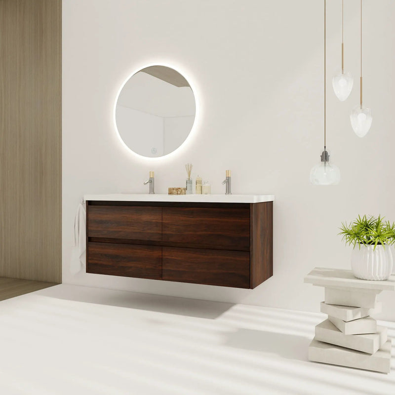 Modern Floating Bathroom Vanity With Dual Resin Sink, Soft Close Drawers by HouseOfZazla