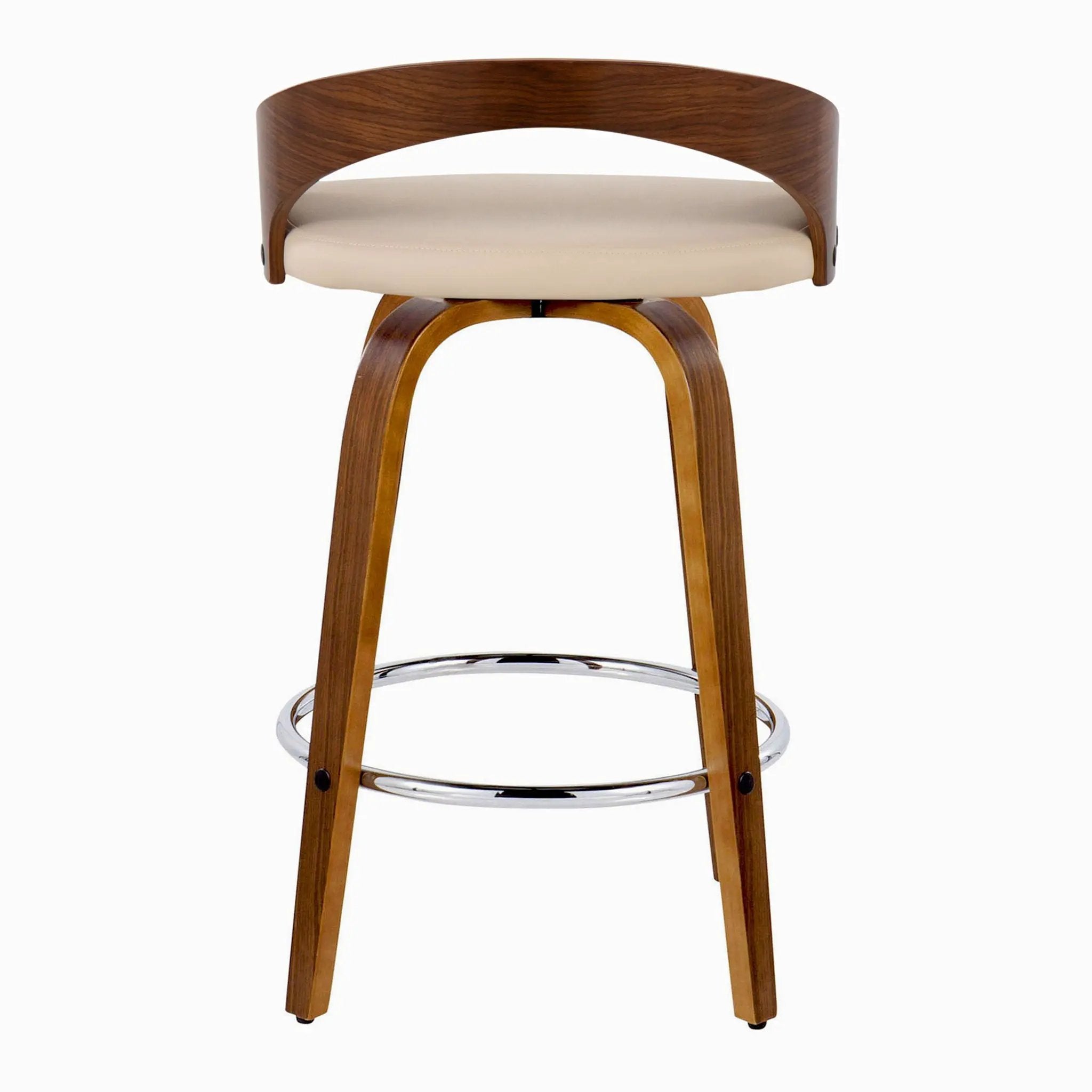 Grotto - Mid Century Modern Elegant Fixed Height Counter Stool With Swivel With Round Footrest (Set of 2) by HouseOfZazla