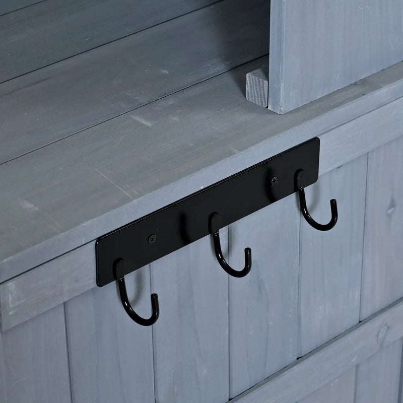 TOPMAX Large Fir Wood Potting Bench with Hutch and Storage