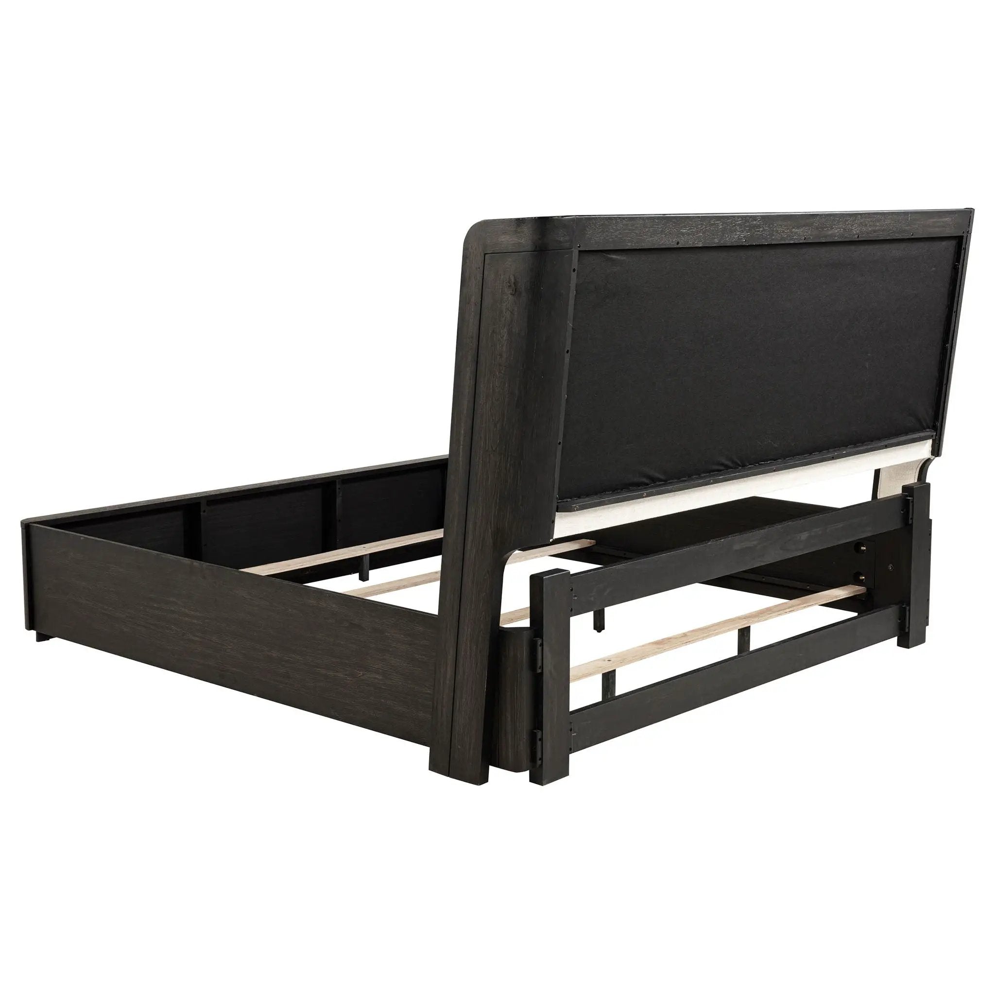Leandro 55-inch Eastern King Wingback Bed Burnished Black by Unique Piece Furniture