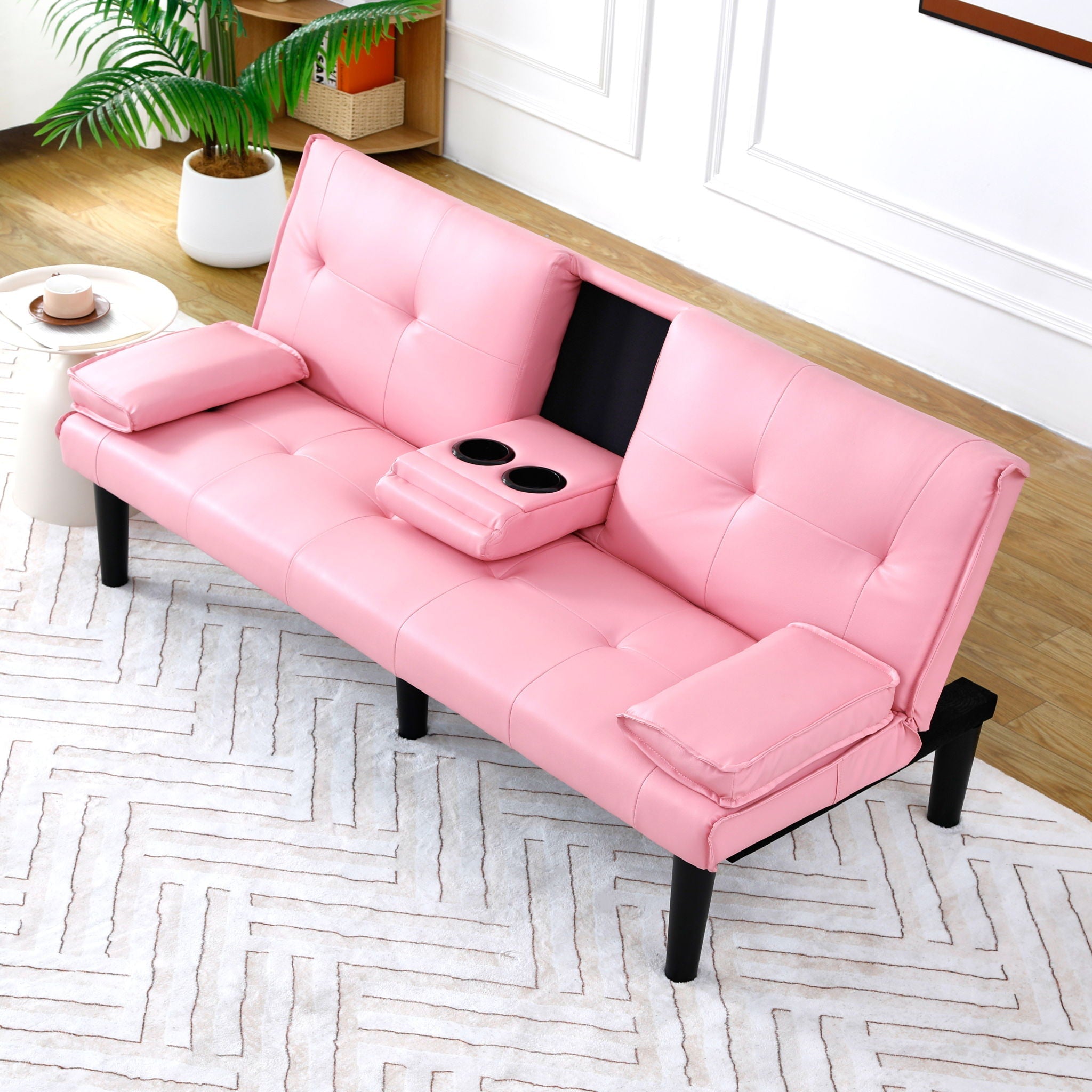 Sofa Bed With Foldable Design And Cup Holder by HouseOfZazla