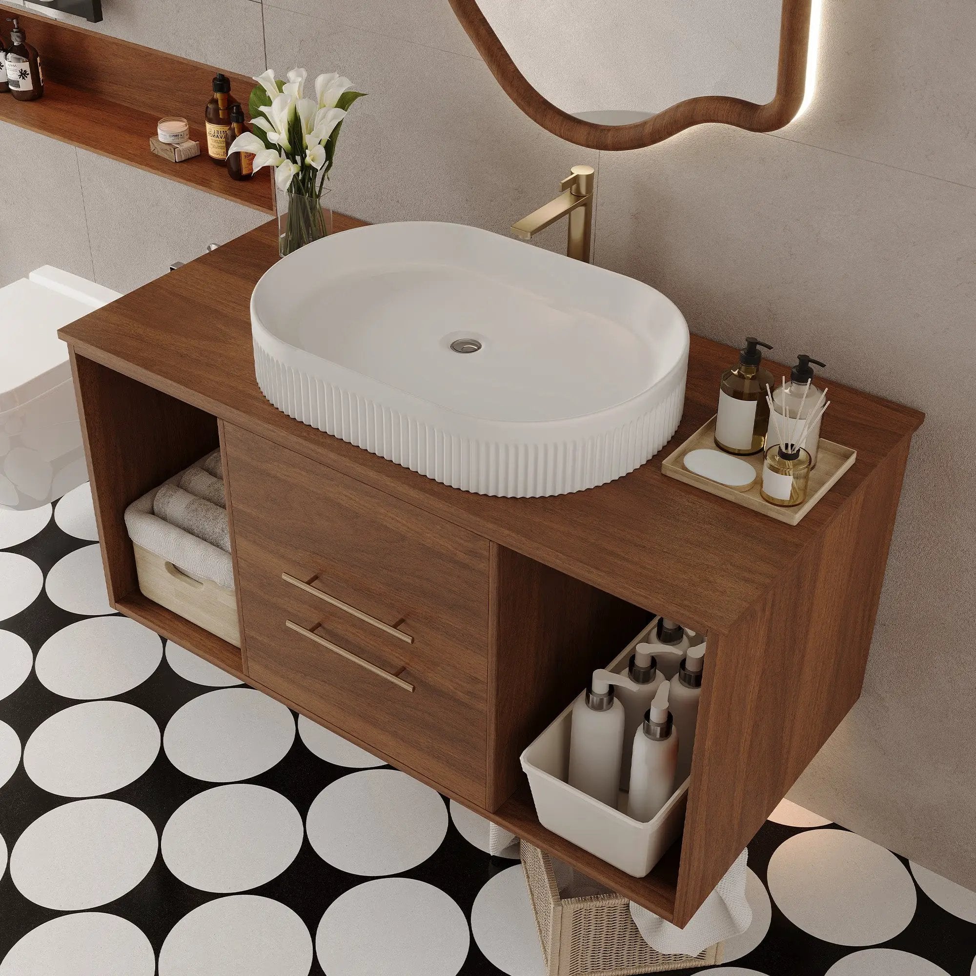 Wall-Mounted Bathroom Vanity with Ceramic Sink by HouseOfZazla