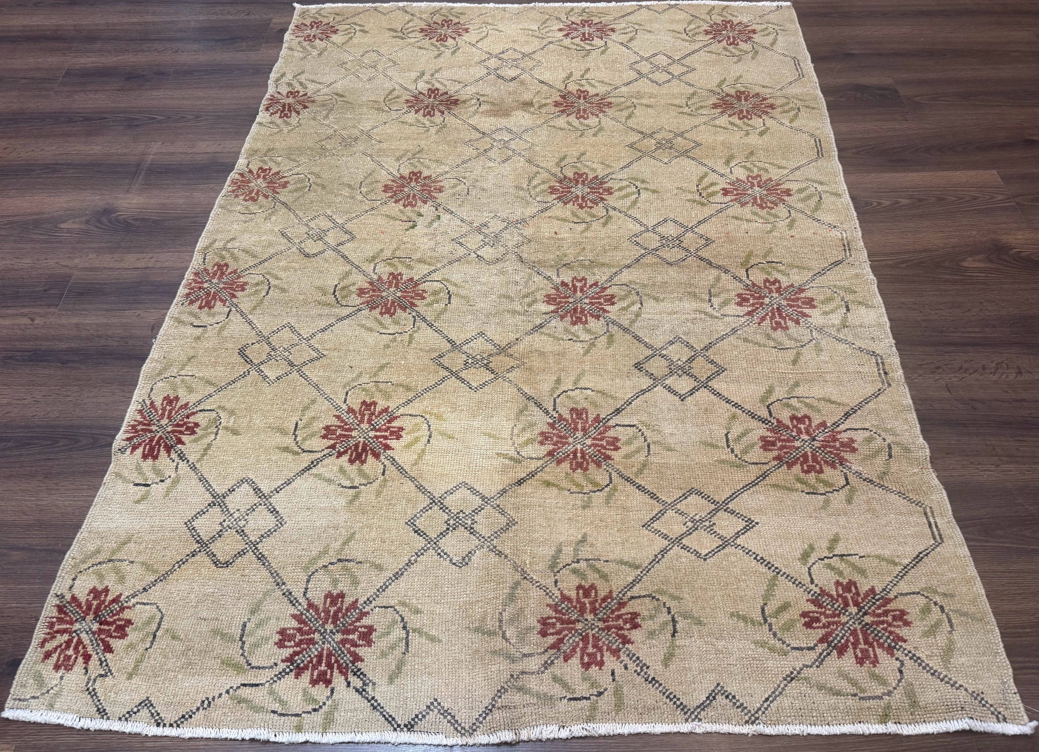 Turkish Rug 5x6, Oushak Carpet, Beige by Jewel Rugs