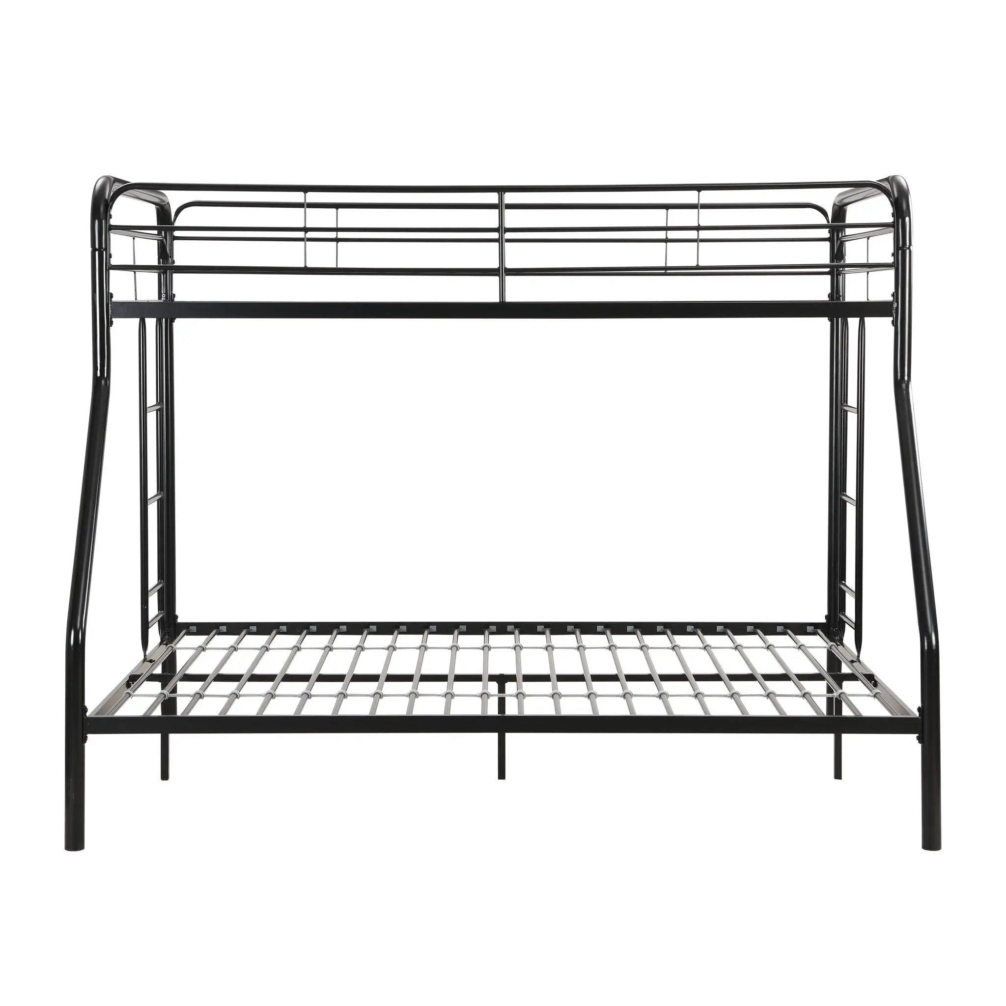 Modern Twin Over Full Metal Bunk Bed With Trundle And Dual Side Ladder And Metal Design - Black / Brown by Unique Piece Furniture