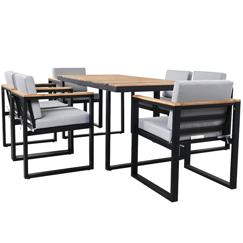 7 Pieces Outdoor Dining Set Patio Dining Table And Chair Set With And Removable Cushions For Patio by Unique Piece Furniture