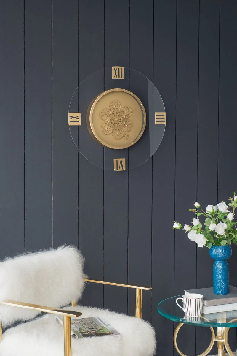 Round Moving Gear Roman Numeral Clock - Multicolor by HouseOfZazla