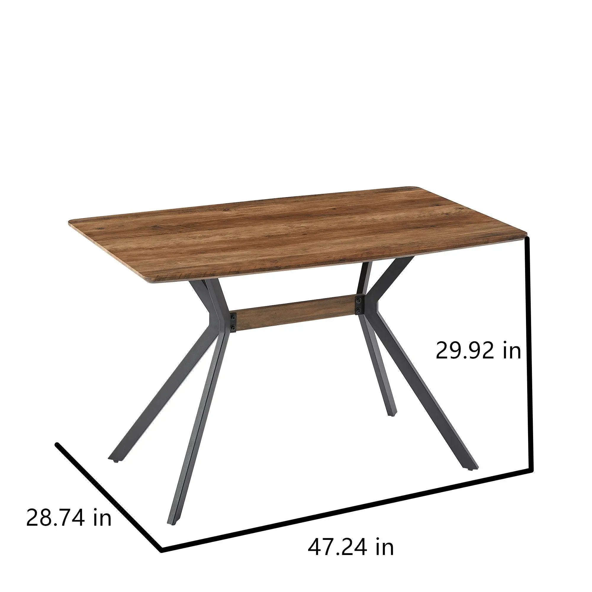 Modern Minimalist Style Dining Table MDF Wooden Top Metal Shelf Metal Heat Transfer Legs Leveling Feet For Dining Room Kitchen Office Table - Walnut / Black by HouseOfZazla