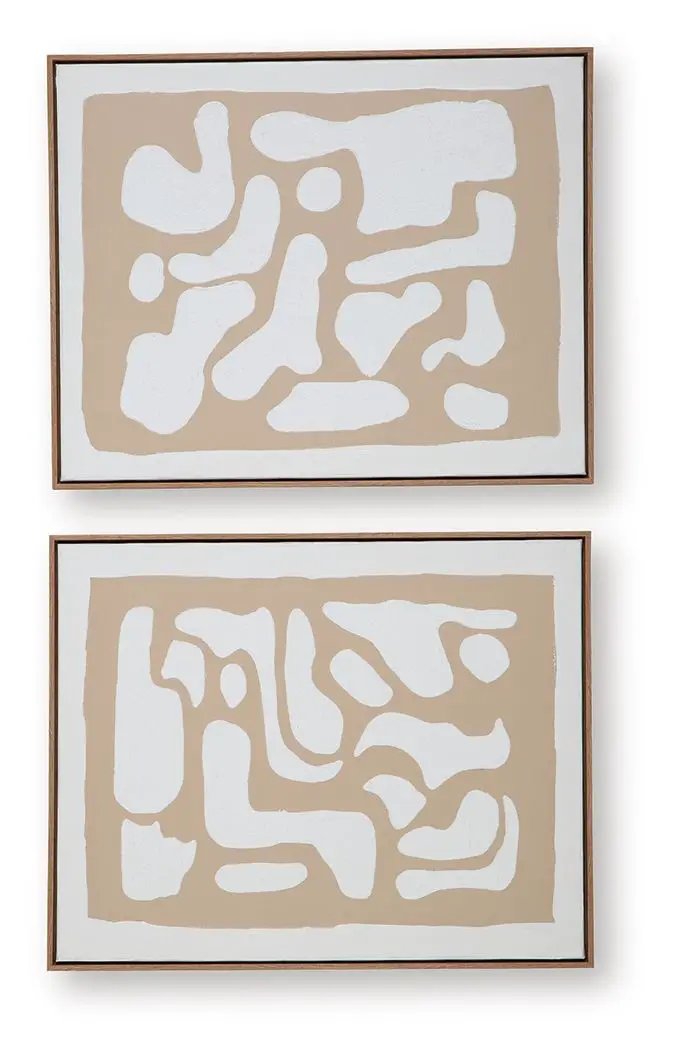 Waldett - Wall Art Set (Set of 2) - Beige / White by Unique Piece Furniture
