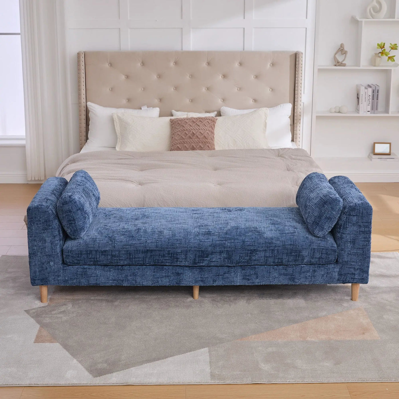 Modern Upholstered End Of Bed Bench With Armrests by Unique Piece Furniture