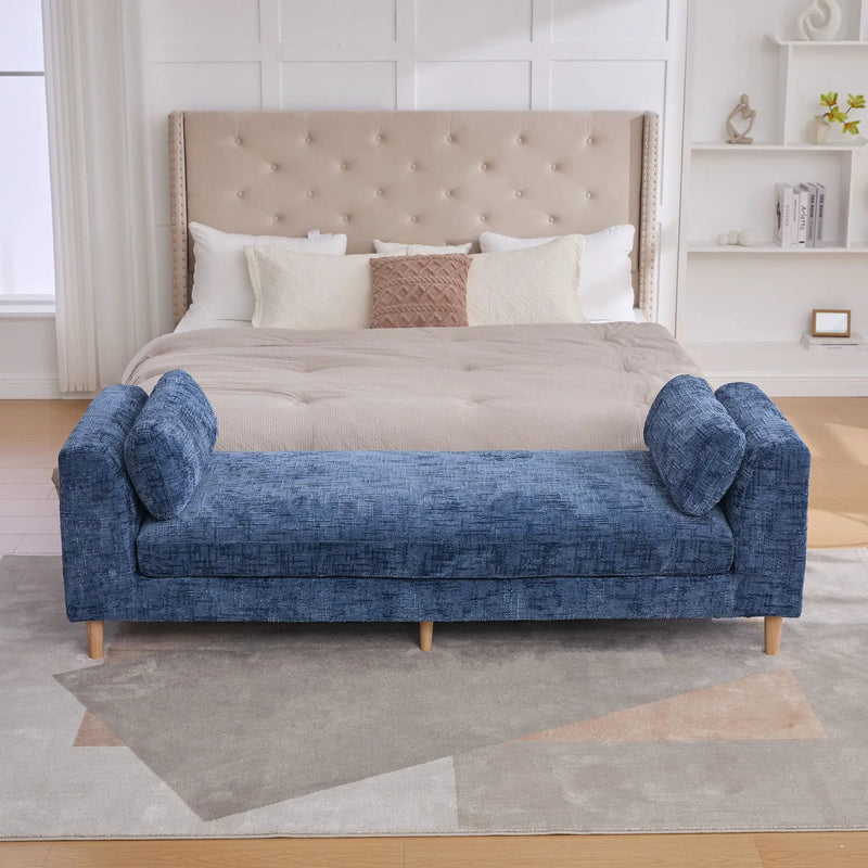 Modern Upholstered End Of Bed Bench With Armrests by Unique Piece Furniture