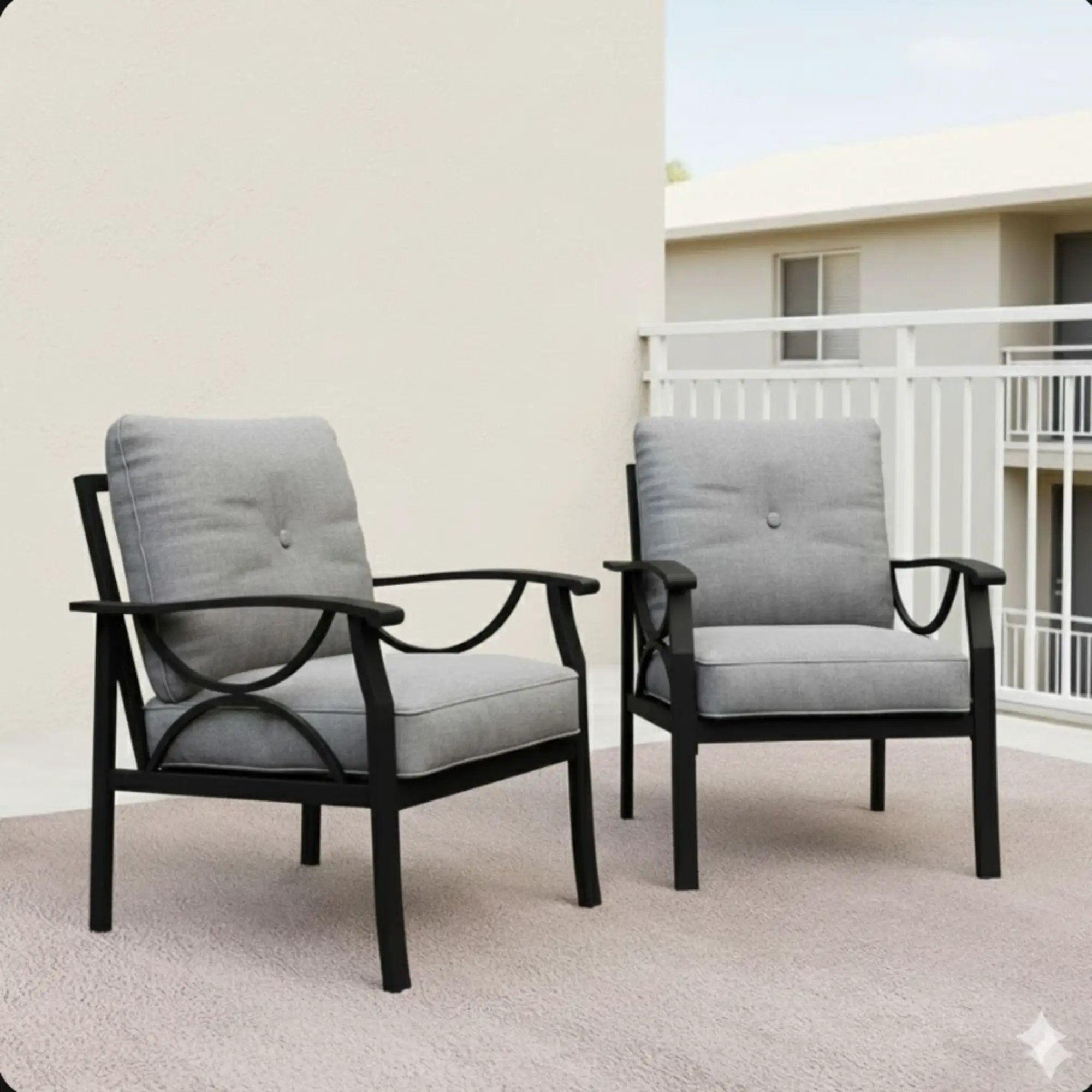 All-Weather Armchairs With Cushions, Modern Sculptural Design (Set of 2) by HouseOfZazla