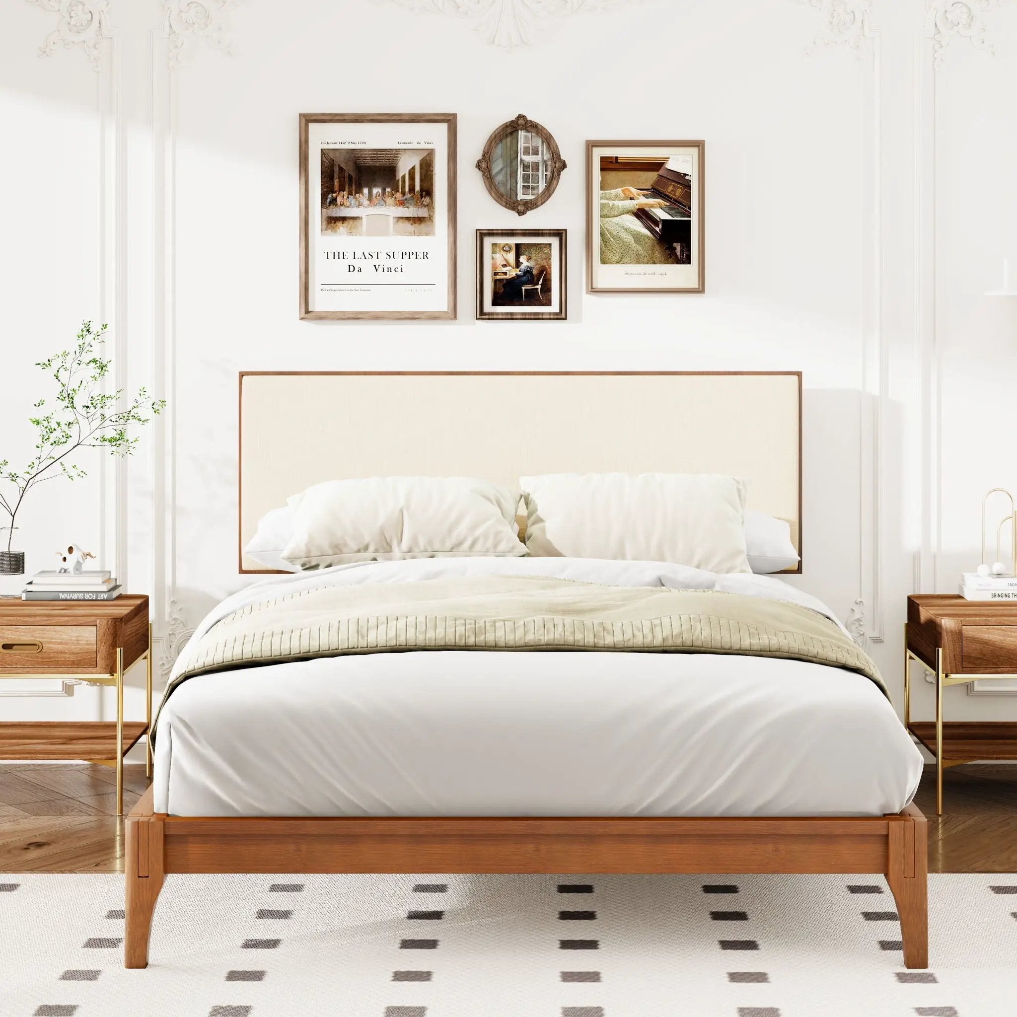 King Size Solid Dry Bamboo Wood 12" Platform Bed With Adjustable Bamboo Headboard - Brown by Unique Piece Furniture