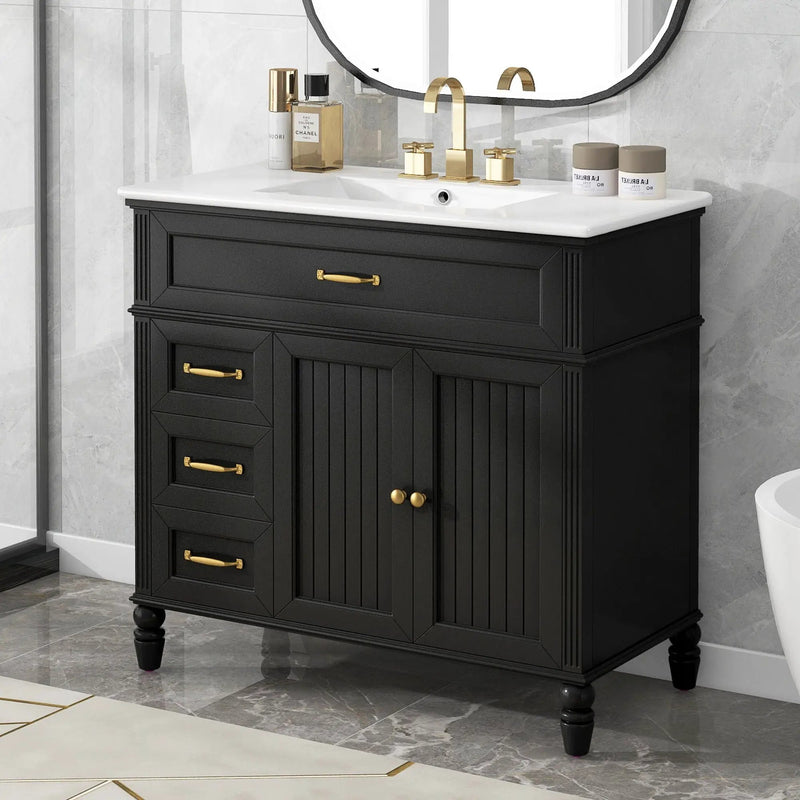 Bathroom Vanity With Sink, Freestanding Cabinet & Drawers by HouseOfZazla