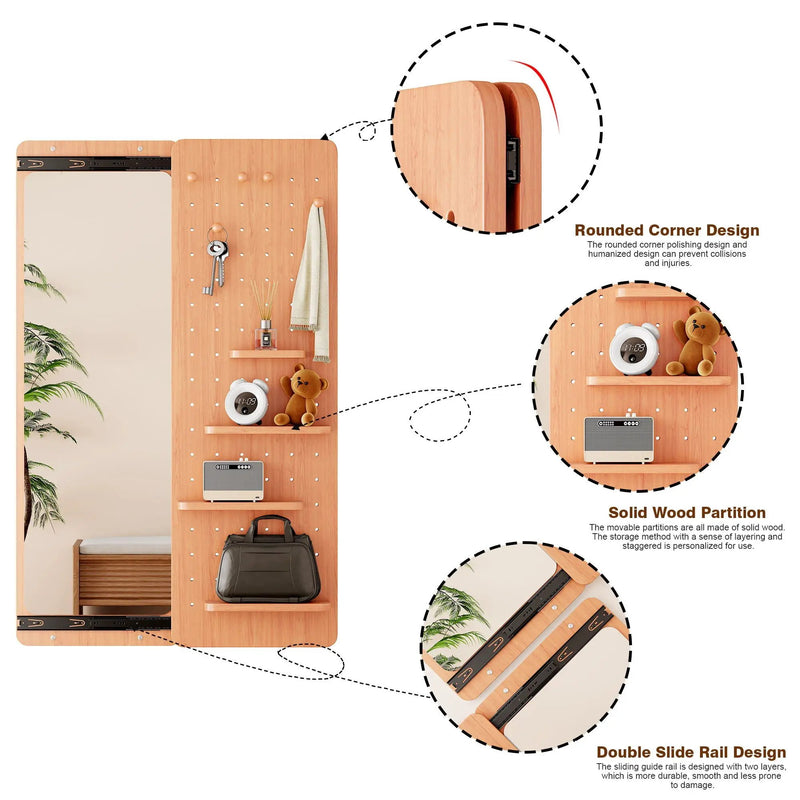 Wall Mounted Full Length Mirror With Shelf And Hook by Unique Piece Furniture