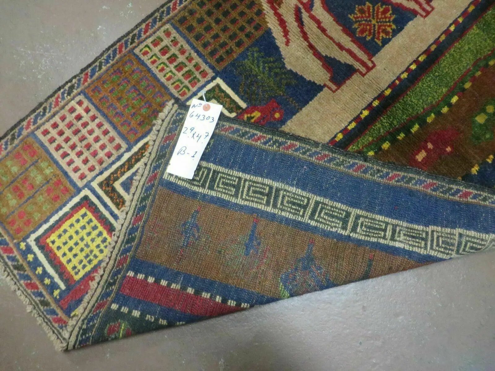 3' X 5' New Vintage Handmade Afghan Balouch Tribal Wool Pictorial Rug # 303 by Jewel Rugs