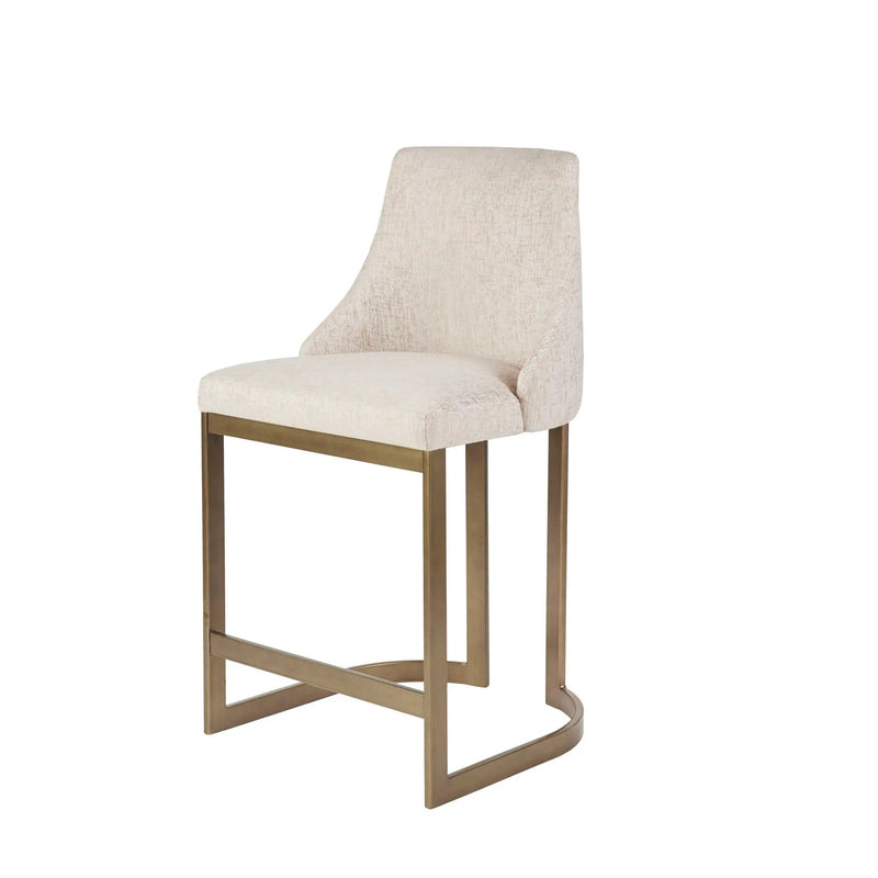 Upholstered Counter Stool With Metal Base - Cream by Unique Piece Furniture