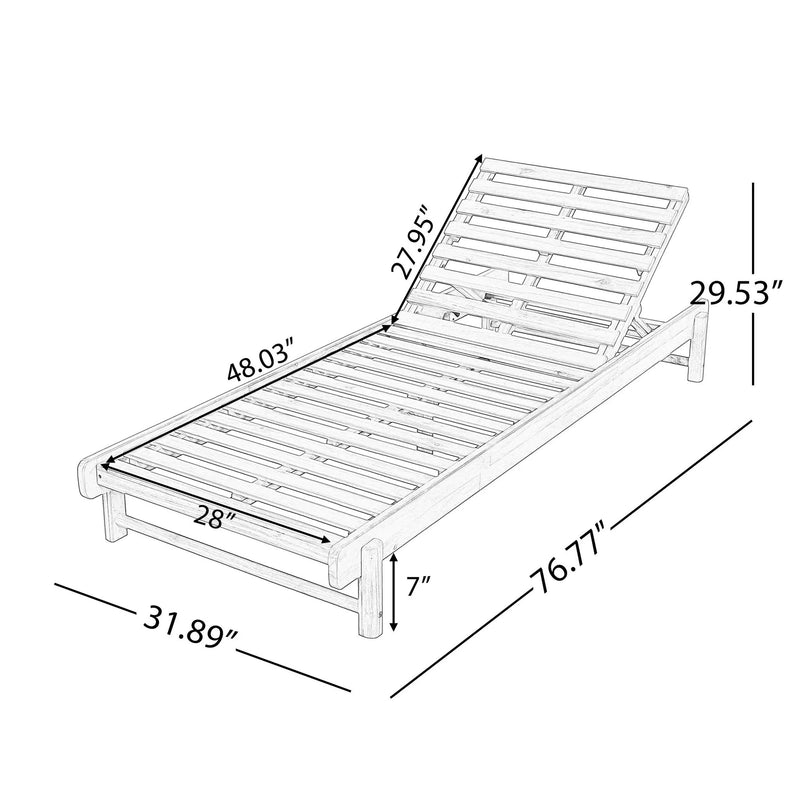 Light Teak Acacia Wood Chaise Lounge Set by HouseOfZazla