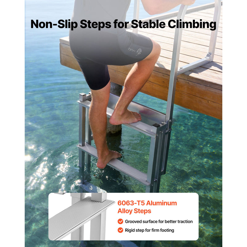 Retractable Dock Ladder, 4 Steps, Aluminum Alloy Swim Ladder by HouseOfZazla