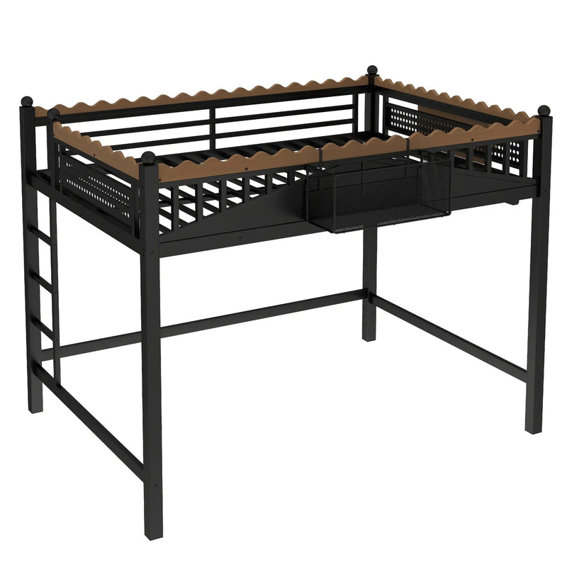 Full Size Loft Bed with Ladders and Storage Shelves by HouseOfZazla