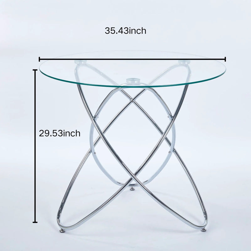 Metal Leg Dining Table With Tempered Glass Top by Unique Piece Furniture