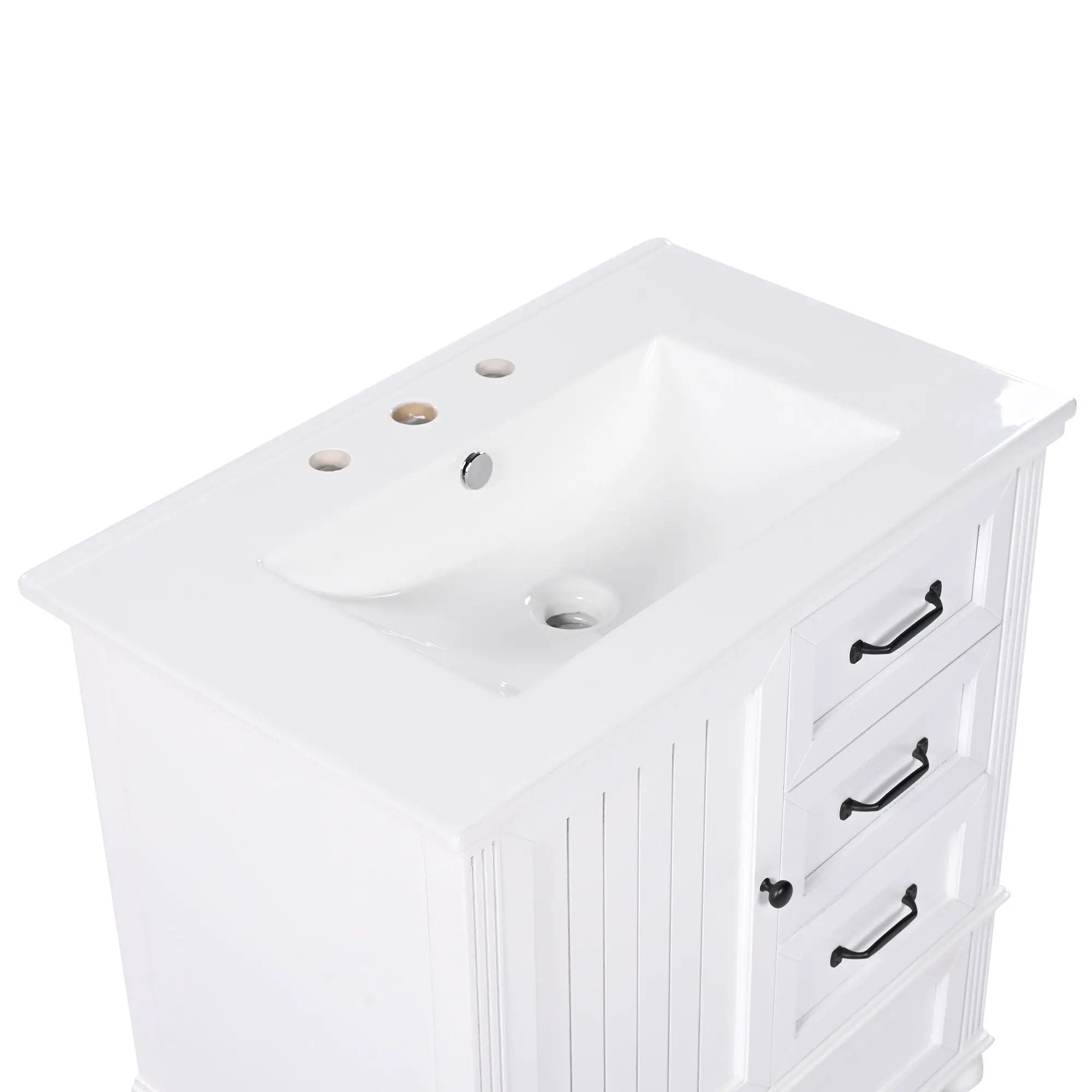 30" Bathroom Vanity With Sink, 3 Drawers, Adjustable Feet