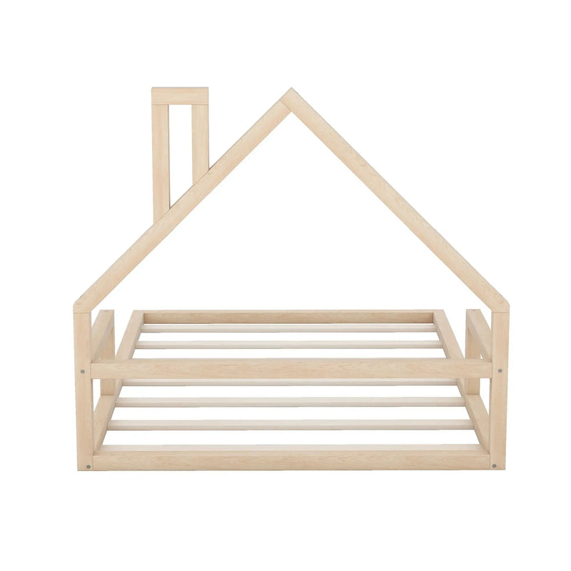 Elegant Floor Bed With House Shaped Headboard
