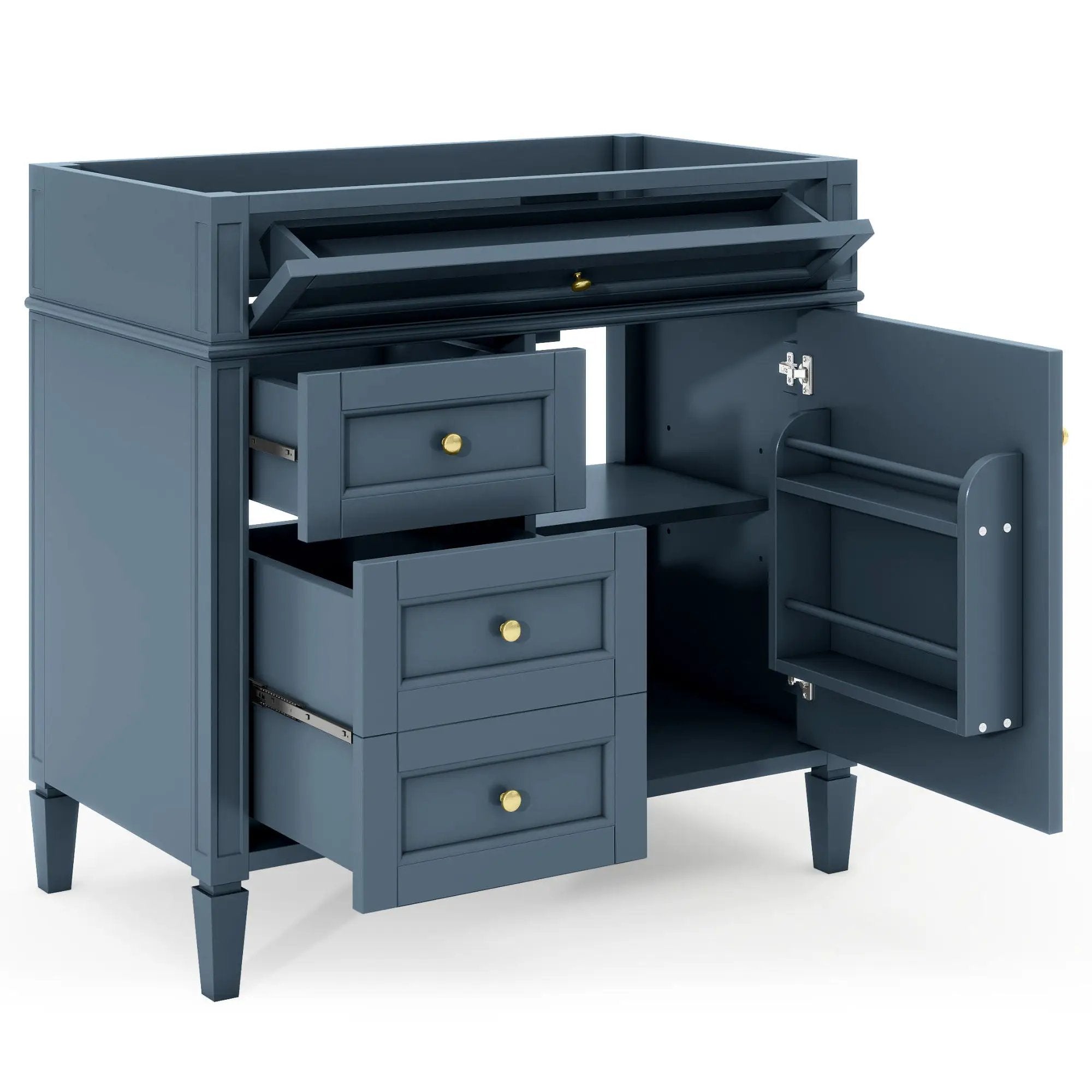 Bathroom Vanity With 2 Drawers And Tip-Out Drawer, Storage Cabinet by HouseOfZazla