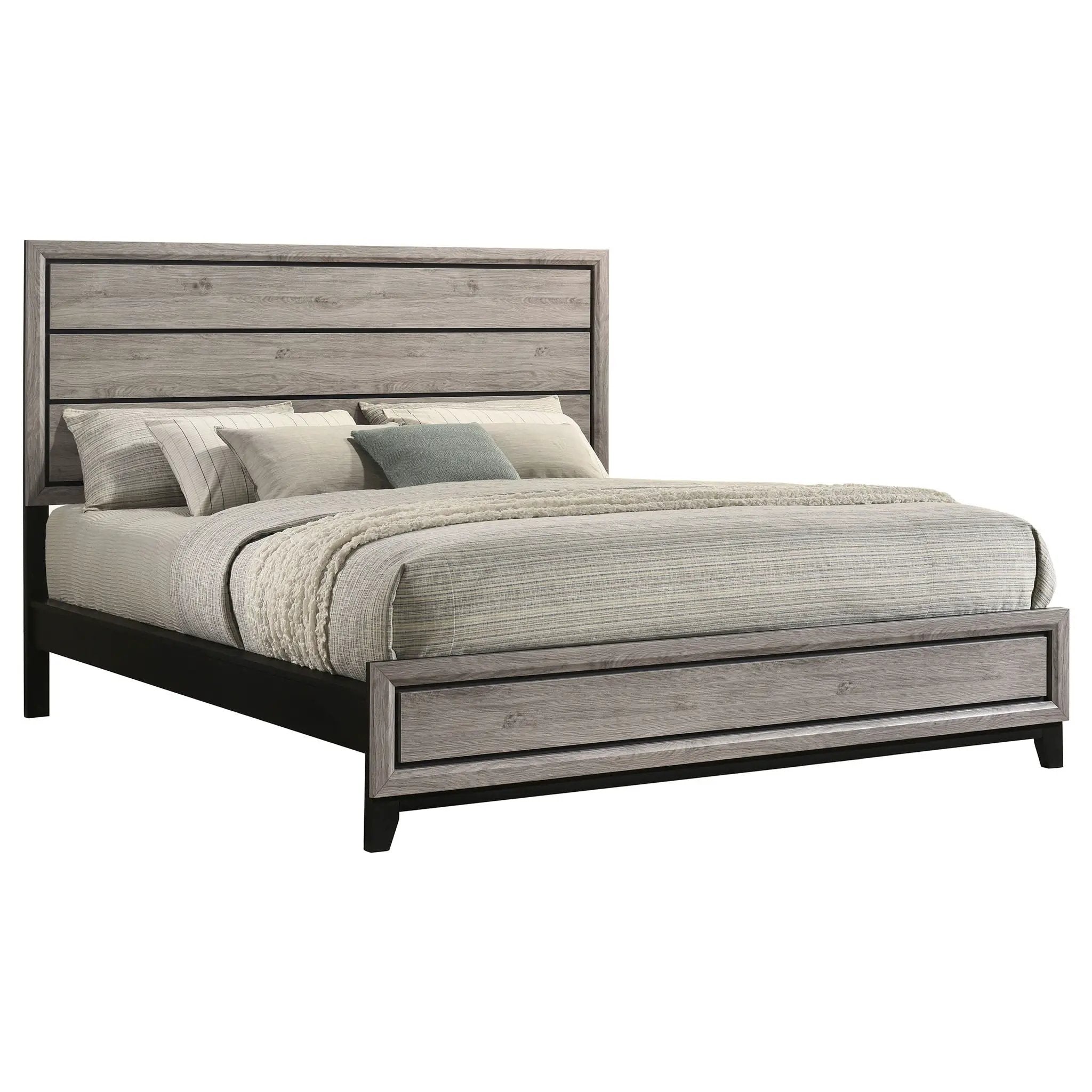 Valen Wood California King Panel Bed Light Taupe by Unique Piece Furniture