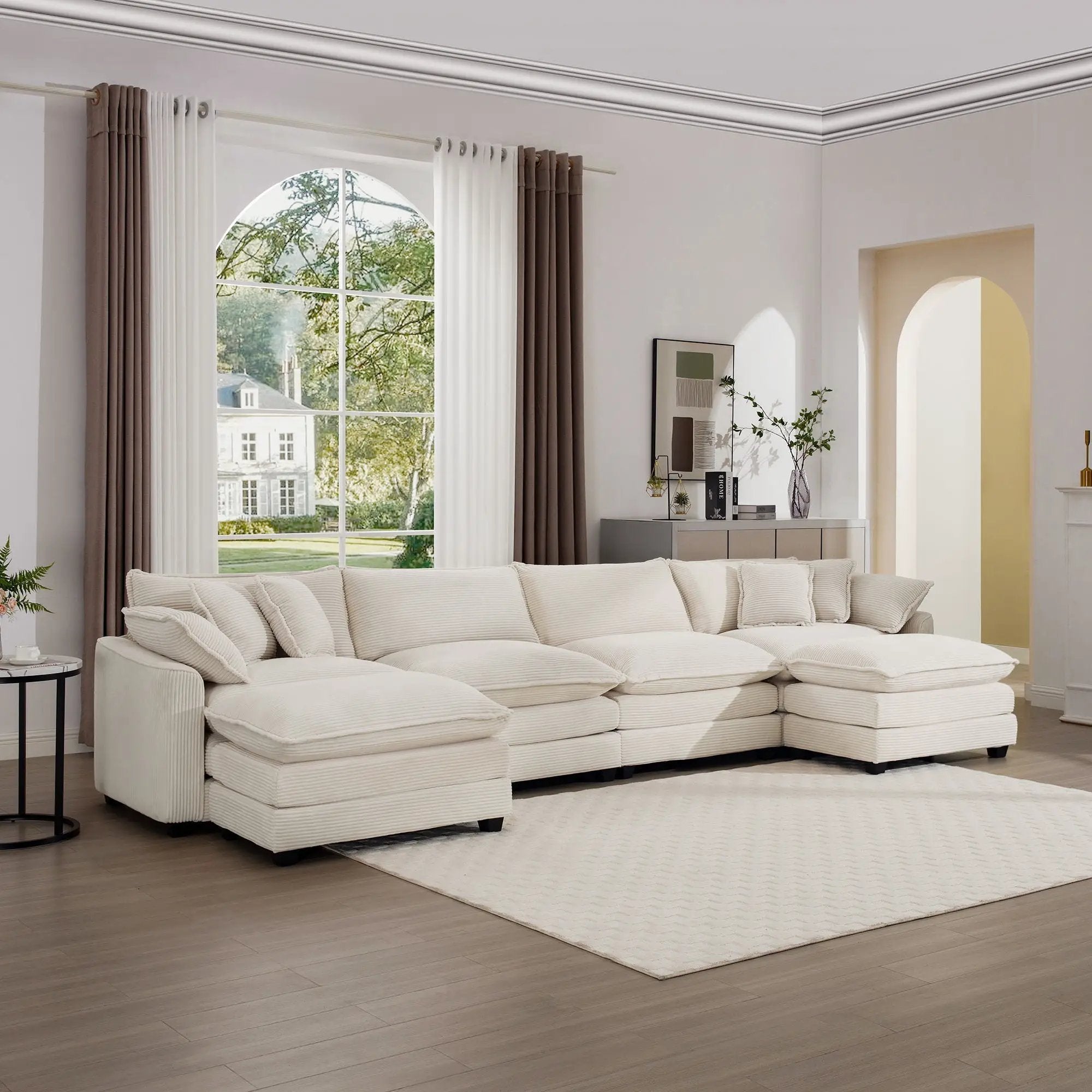 Modern Oversized Modular Cushion Sofa With Ottoman, Low Back, Deep Seating Sofa Set by HouseOfZazla