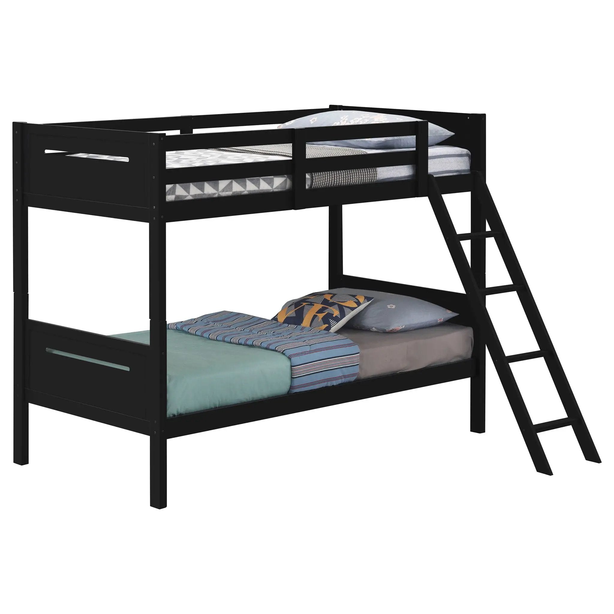 Littleton Wood Twin Over Twin Bunk Bed Black by Unique Piece Furniture