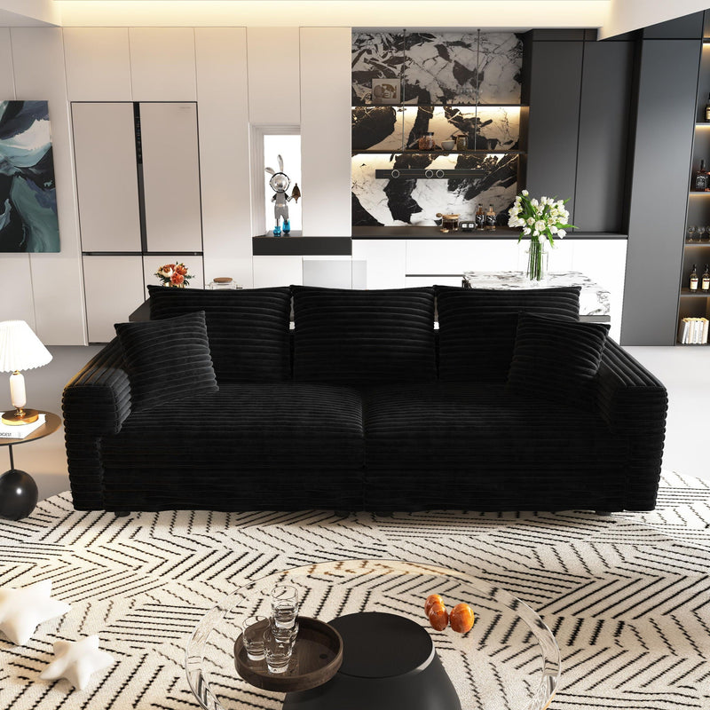 Deep Seat Convertible Sofa With Soft Pillows And Ottomans