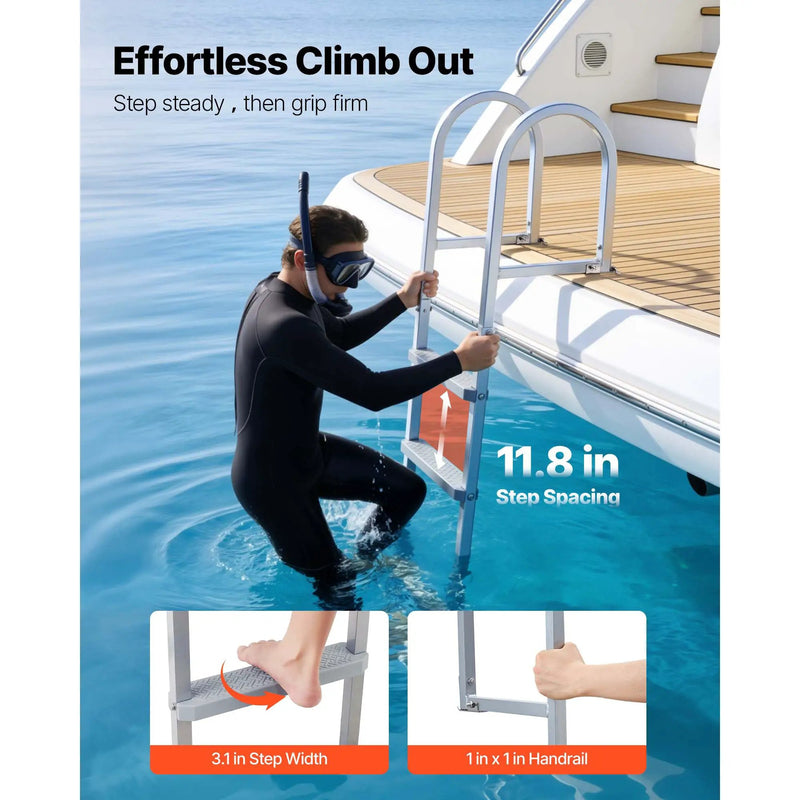 Removable Dock Ladder, 5 Steps, Aluminum Alloy Pontoon Boat Swim Ladder by HouseOfZazla