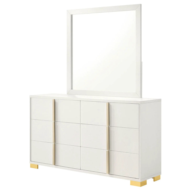 Marceline 6-drawer Dresser with Mirror White by Unique Piece Furniture