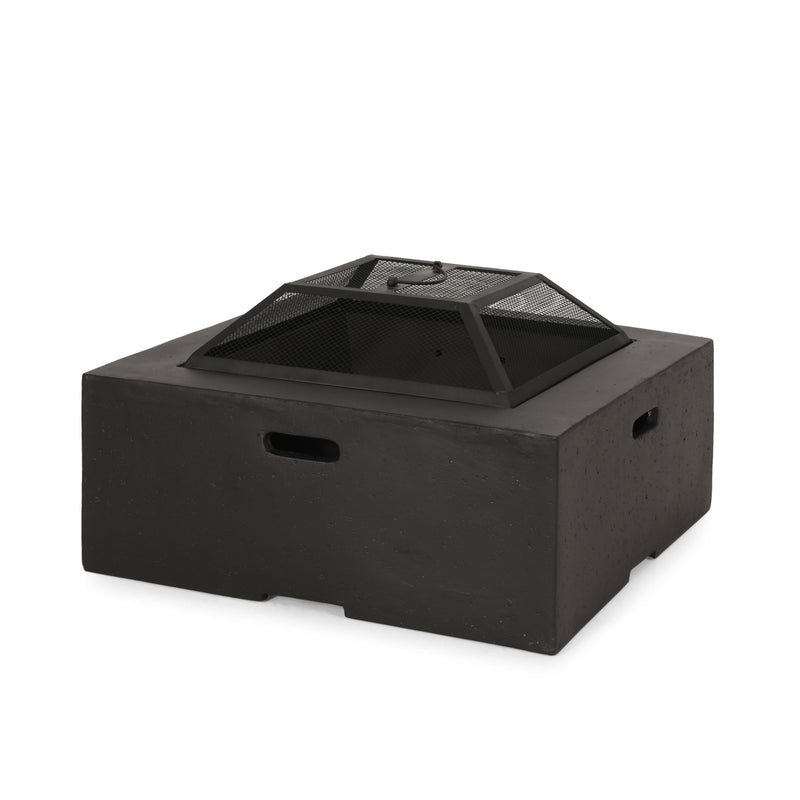 Outdoor Square MGO Wood Burning Fire Pit - Dark Gray by HouseOfZazla