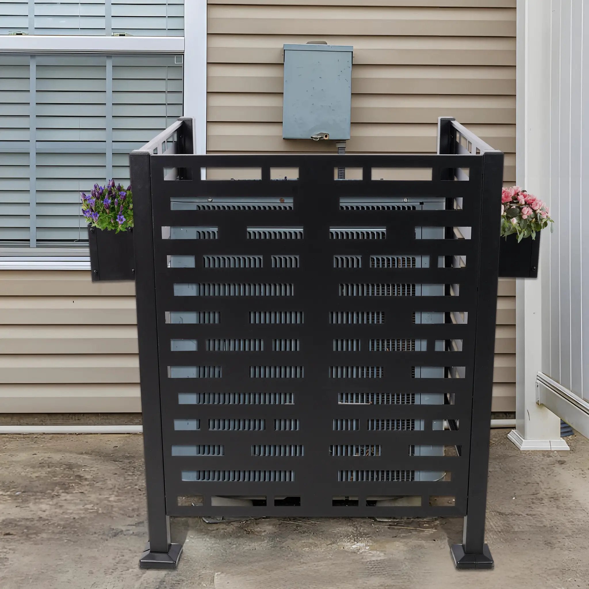 3x3 Ft Metal Air Conditioner Privacy Fence with Planter Boxes by HouseOfZazla