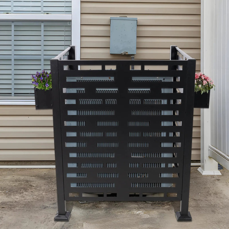 3x3 Ft Metal Air Conditioner Privacy Fence with Planter Boxes by HouseOfZazla