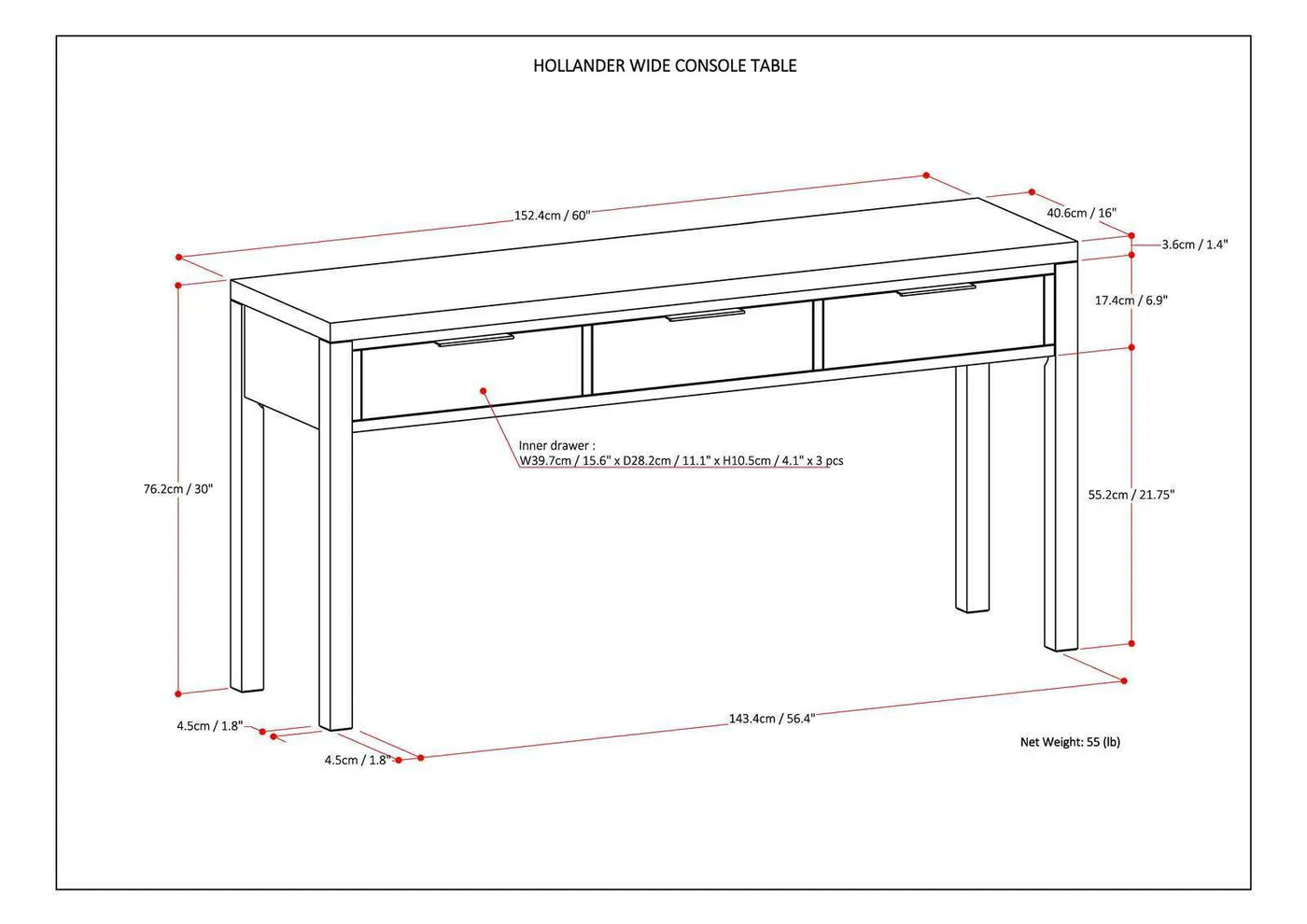Hollander - Wide Console Table by HouseOfZazla