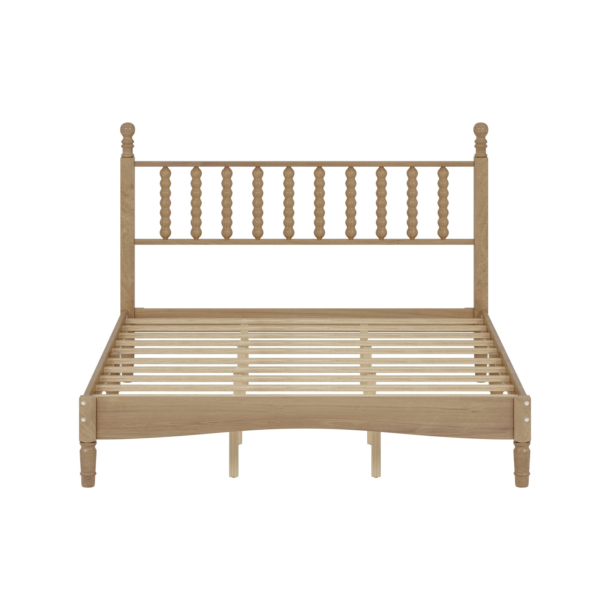 Queen Size Wood Platform Bed with Gourd Shaped Headboard by HouseOfZazla