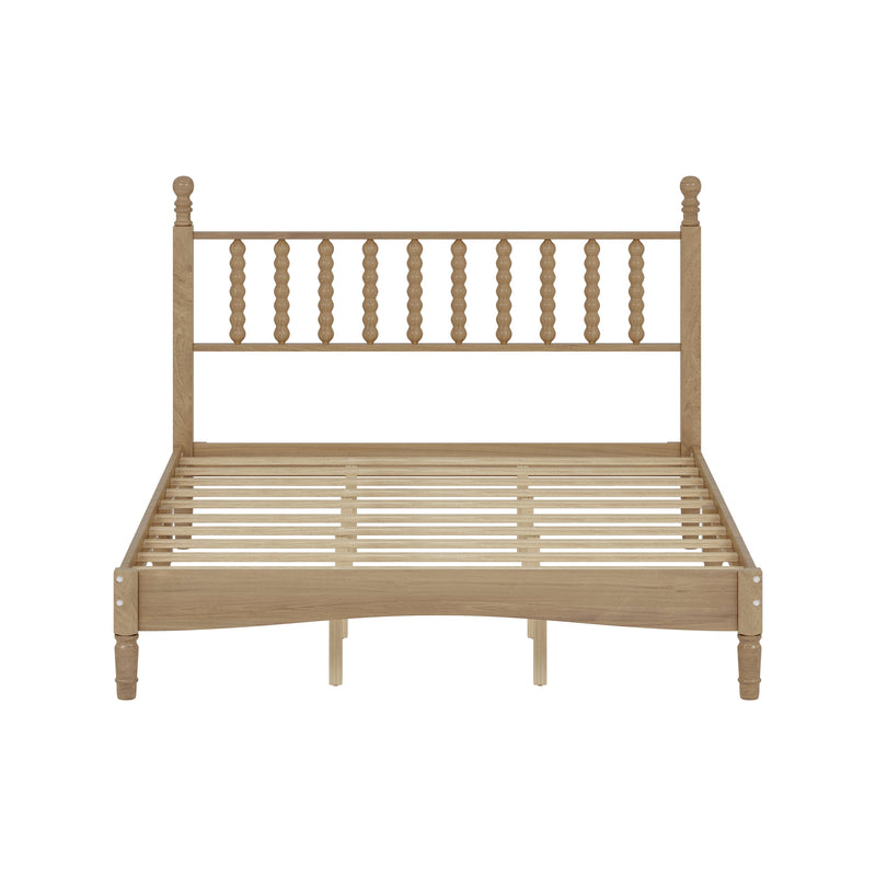 Queen Size Wood Platform Bed with Gourd Shaped Headboard by HouseOfZazla