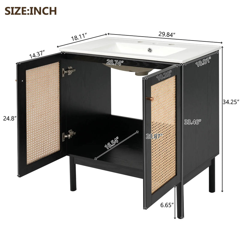 Bathroom Vanity With Soft Closing Mechanism - Black by Unique Piece Furniture