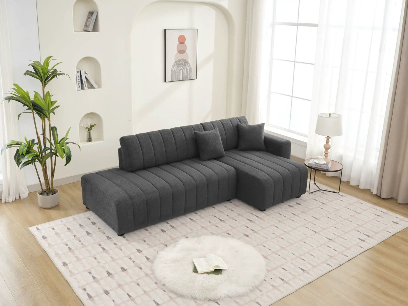 Jessica - Lamb Wool Sectional Sofa With Chaise by Unique Piece Furniture