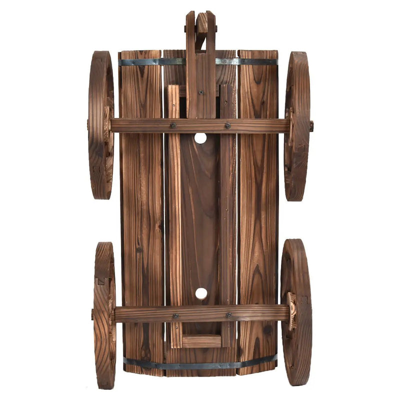 Wood Wagon Planter Pot Stand with Wheels by DirectDeals