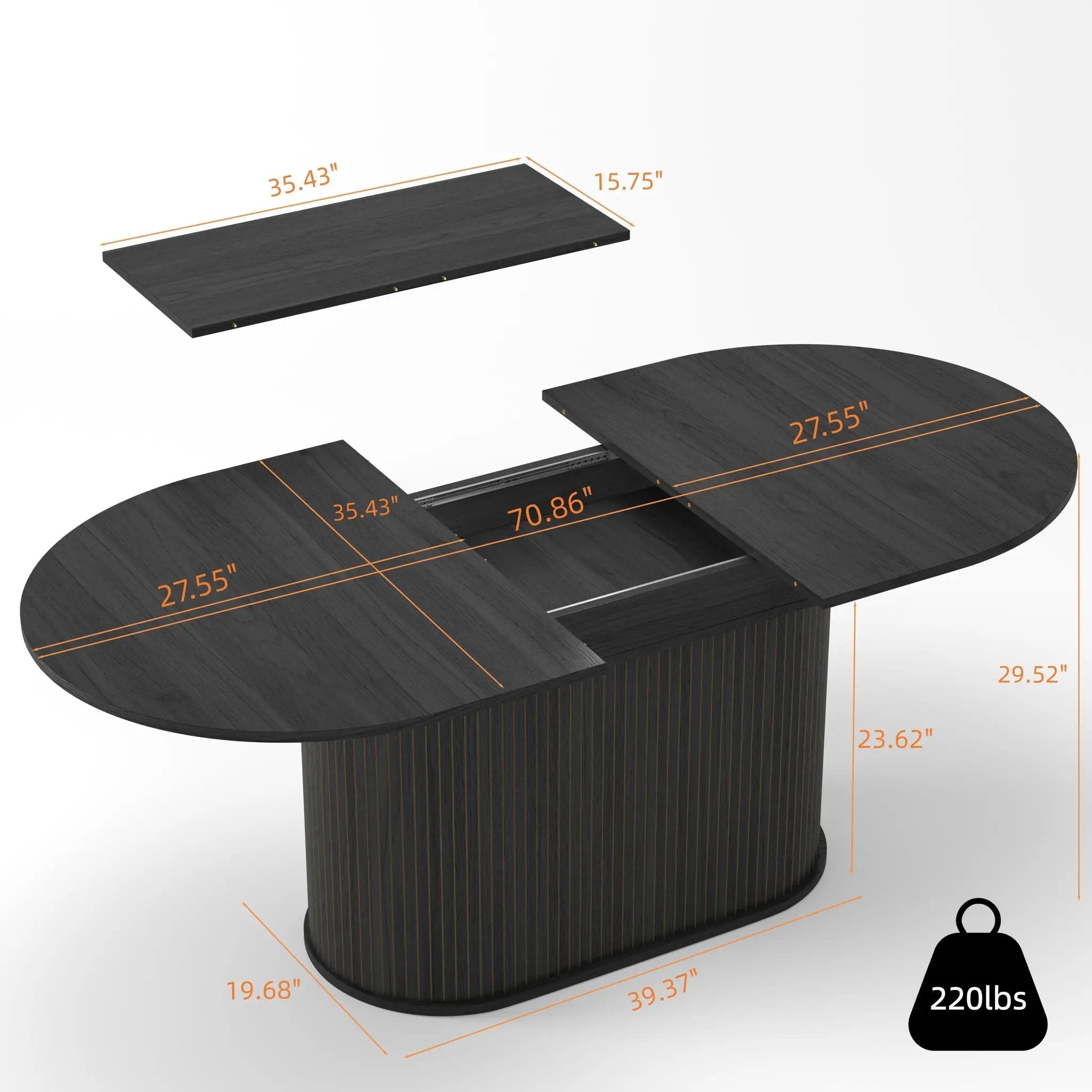 55.11'-70.86' Extendable Dining Table with Striped Legs by HouseOfZazla
