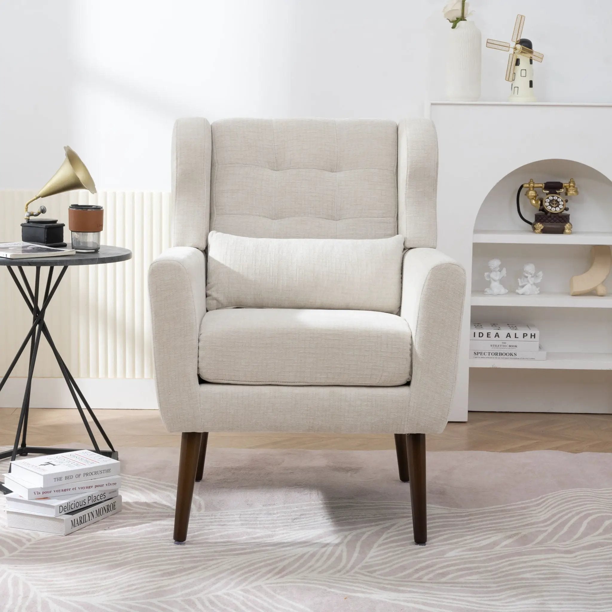 Modern Accent Chair Upholstered Foam Filled Living Room Chairs Comfy Reading Chair Mid-Century Modern Chair With Fabric Lounge Arm Chairs Armchair For Living Room Bedroom by HouseOfZazla