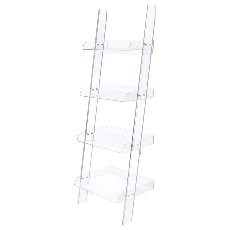 Cimarron - Ladder Bookcase With 4 Shelves - Clear by HouseOfZazla