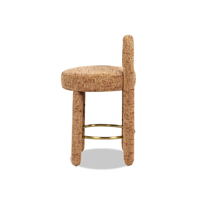Penny Round Arched Fully Upholstered Counter Stool, Set of 2, Golden by HouseOfZazla