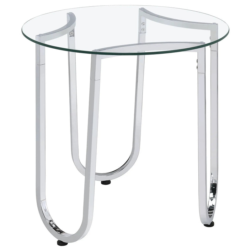 Beller 2-piece Round Tempered Glass Top Coffee Table Set Chrome by Unique Piece Furniture
